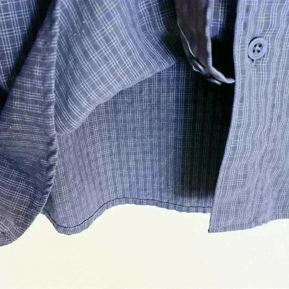 The North Face Gray‎ Plaid Outdoor Fishing Hiking Zip Pocket Button Shirt Size L